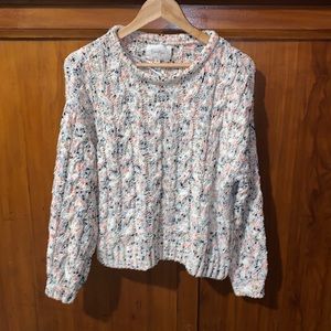 Jessica Simpson Cableknit Pom Pom Confetti Sweater Top M